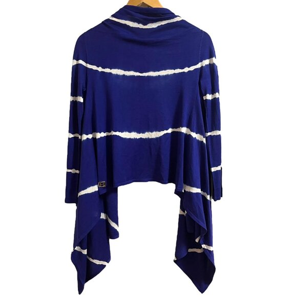 NWT Halston Heritage Open Front Cardigan S Blue Silk Blend Asymmetric Sweater - Picture 2 of 14